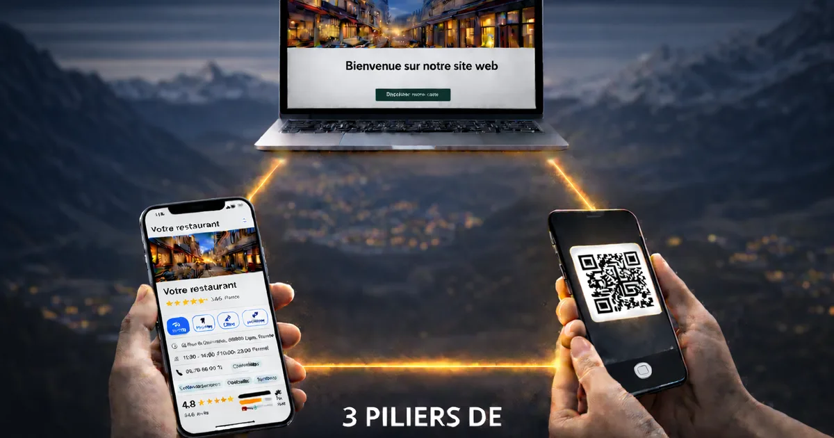 Trois piliers de acquisition locale : site web, fiche Google et QR code