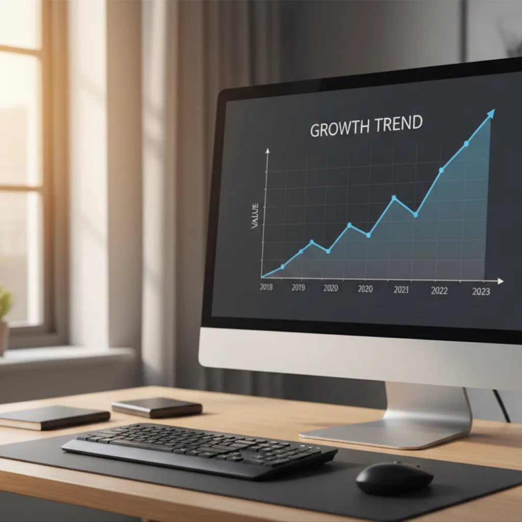 Écran d’ordinateur affichant une courbe de croissance SEO pour fiche Google à Lyon
