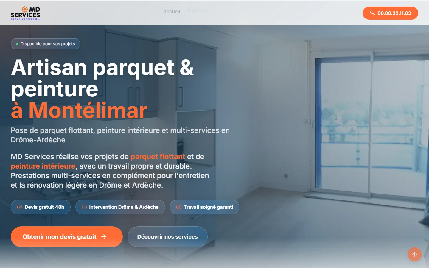 Création site vitrine – Artisan parquet & peinture à Montélimar